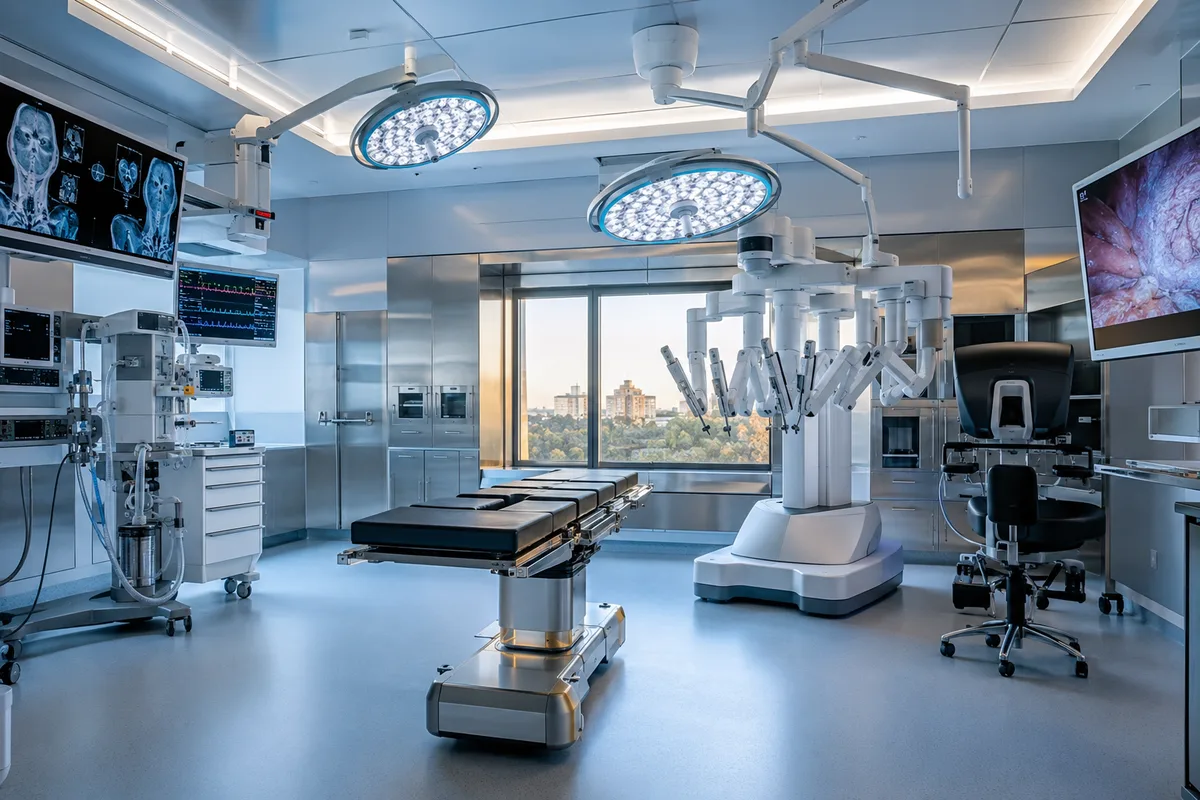 State-of-the-art surgical suite with robotic equipment